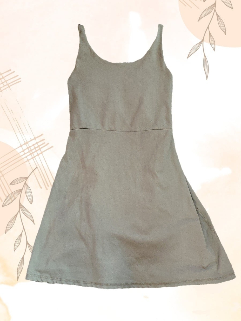 Olive Scoop Neck Mini Sports / Tennis Dress With POCKETS